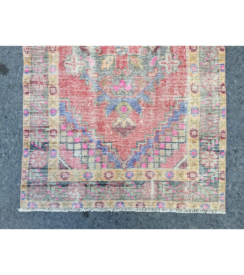 3x10 distressed vintage runner, entryway runner, 3'1 X 9'10 woven runner