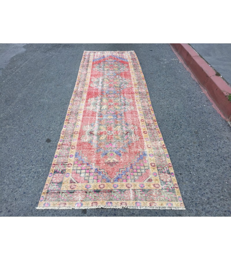 3x10 distressed vintage runner, entryway runner, 3'1 X 9'10 woven runner