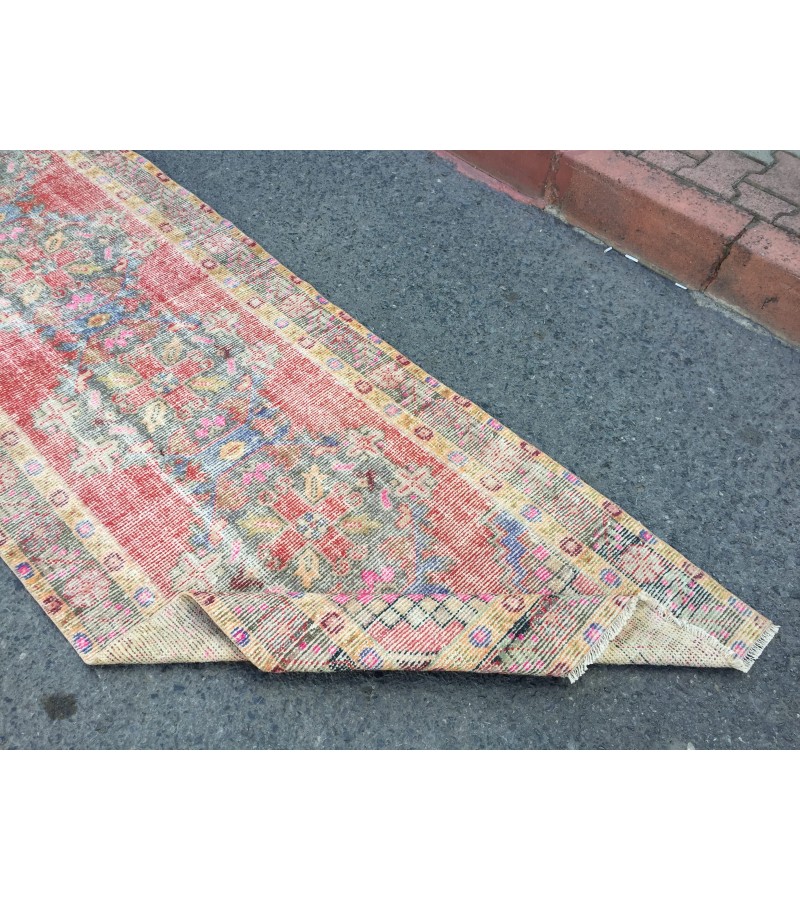 3x10 distressed vintage runner, entryway runner, 3'1 X 9'10 woven runner