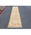 3x11 floral orange beige runner, retro runner, corridor rug , 2'6 X 11' boho runner