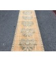 3x11 floral orange beige runner, retro runner, corridor rug , 2'6 X 11' boho runner