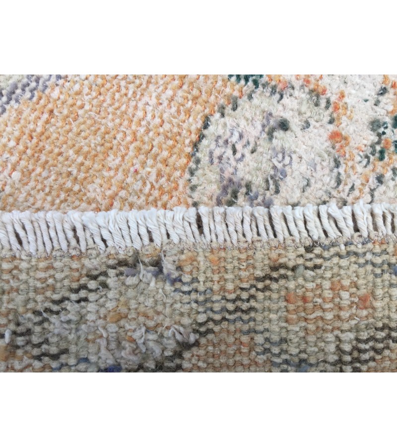 3x11 floral orange beige runner, retro runner, corridor rug , 2'6 X 11' boho runner