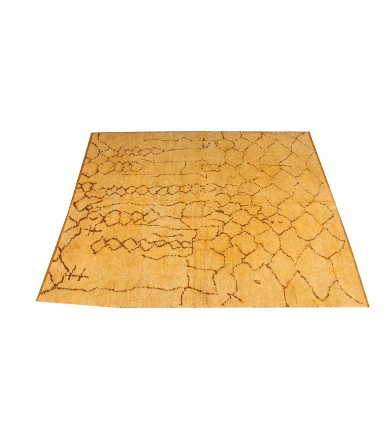 5.5 X 7.8 Ft.. Golden yellow Moroccan style Abstract carpet , 165 X 235 cm