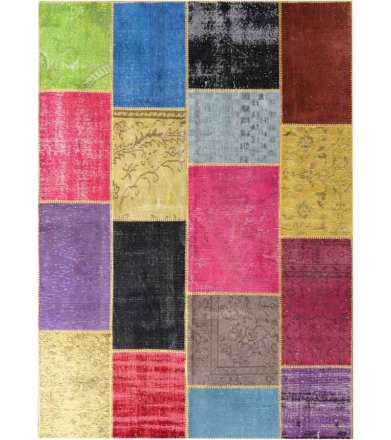 Turkish Patchwork rug, Vintage Handmade Rug , Anatolian Rug , Modern Rug , Bohemian Rug  , %100 Wool Rug , Area Rug