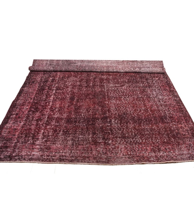 6.6' X 10.1' Ft 203x310 CM  Red Vintage Rug , Turkish Area Rug , Hand Knotted Rug , Kitchen Rug , Office Rug .