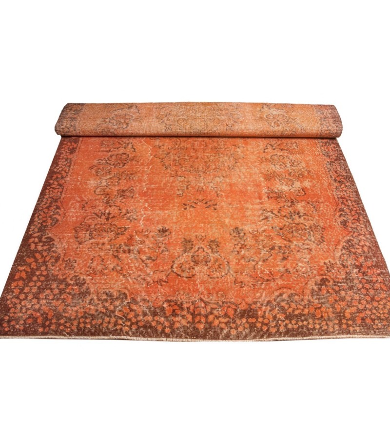 5.7 X 9.2 Ft.. 175x283 cm Orange Color Rug , Living Room Rug , Hand Knotted Rug , Mid-Country Rug Very Good  situation