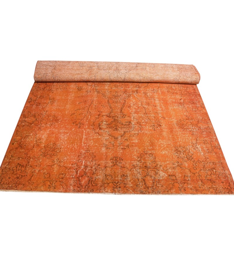 5.6 X 9 Ft.. 172x272 cm Orange Color Rug  Designer rug , Living Room Rug , This one Hand Knotted  Rug