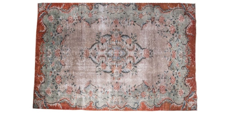 5.8 X 9.9 Ft.. 175x299 cm Turkish Living Room Rug , Two Colors Rug , Vintage Hand Knotted Rug