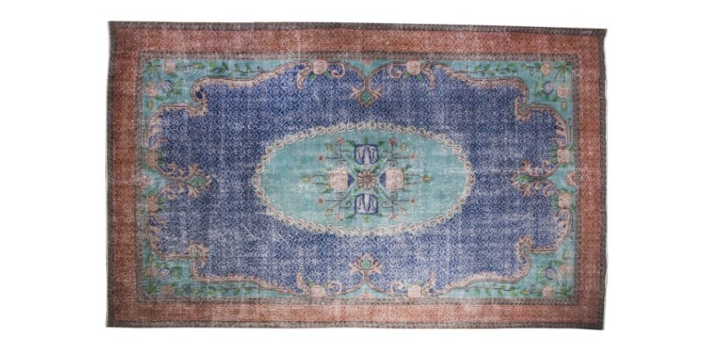 6.9 X 10.1 Ft.. 208x309 cm Two Colors Rug , Turkish Area Rug , Hand Knotted Rugs , Vintage Rugs