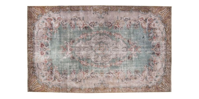 6.2 X 9.6  Ft.. 191x294  cm Flower Patterned Madallion Two Colors Rug , Turkish Area Rugs , Vintage Hand Knotted Carpets , Living Room Rugs