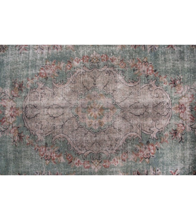 6.2 X 9.6  Ft.. 191x294  cm Flower Patterned Madallion Two Colors Rug , Turkish Area Rugs , Vintage Hand Knotted Carpets , Living Room Rugs