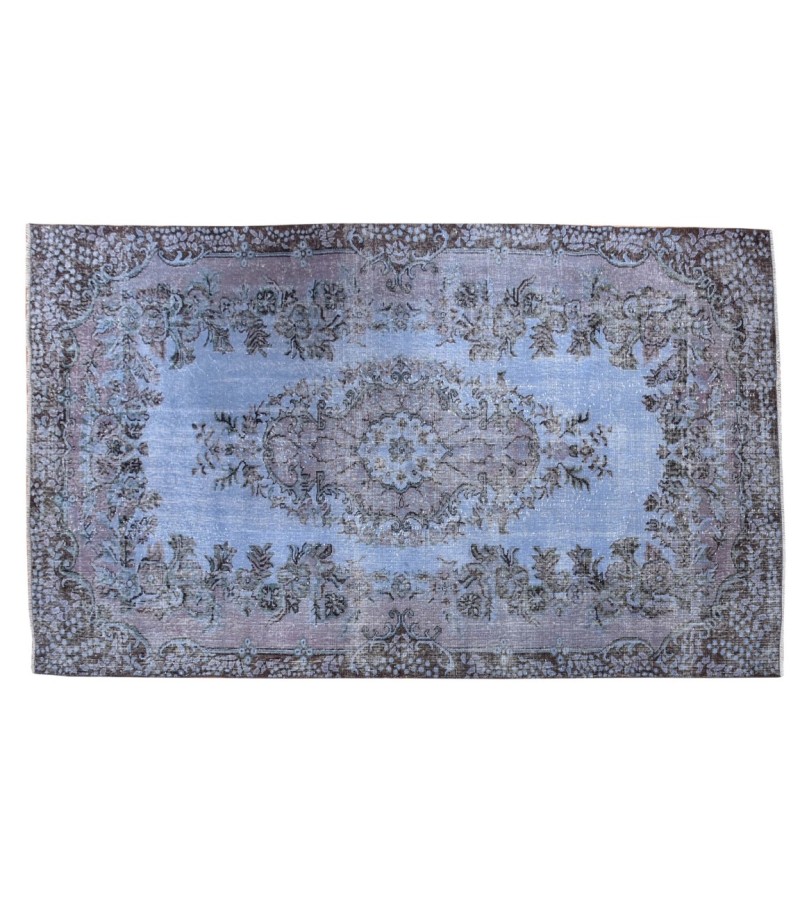 180 X 280 Cm Blue Hand Knotted Turkish Rug , Vintage Rug , Antique Rug , Anatolian Rug  , Overdyed Rug , Perfect in very good condition  Rug
