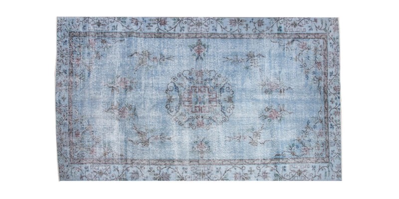 5 X 9 Feet.  Blue Color Madallion  Pattern Rug , Turkish Hand Knotted Area Rug , Living Room Antique Rug , Anatolian Oushak Rug , Persian Rug 