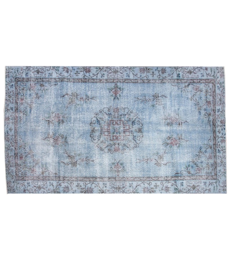 5 X 9 Feet.  Blue Color Madallion  Pattern Rug , Turkish Hand Knotted Area Rug , Living Room Antique Rug , Anatolian Oushak Rug , Persian Rug