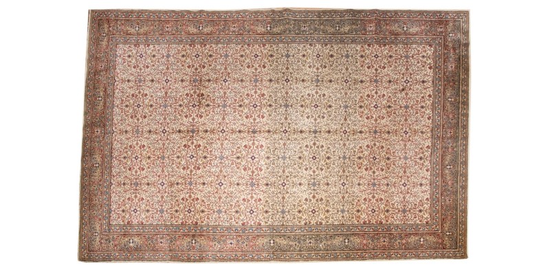6 X 9 Feet . All over Flower Pattern , Brown in Rainbown Colors Rug , Turkish Hand Knotted Living Room Rug, No Repeair PErfect Condition