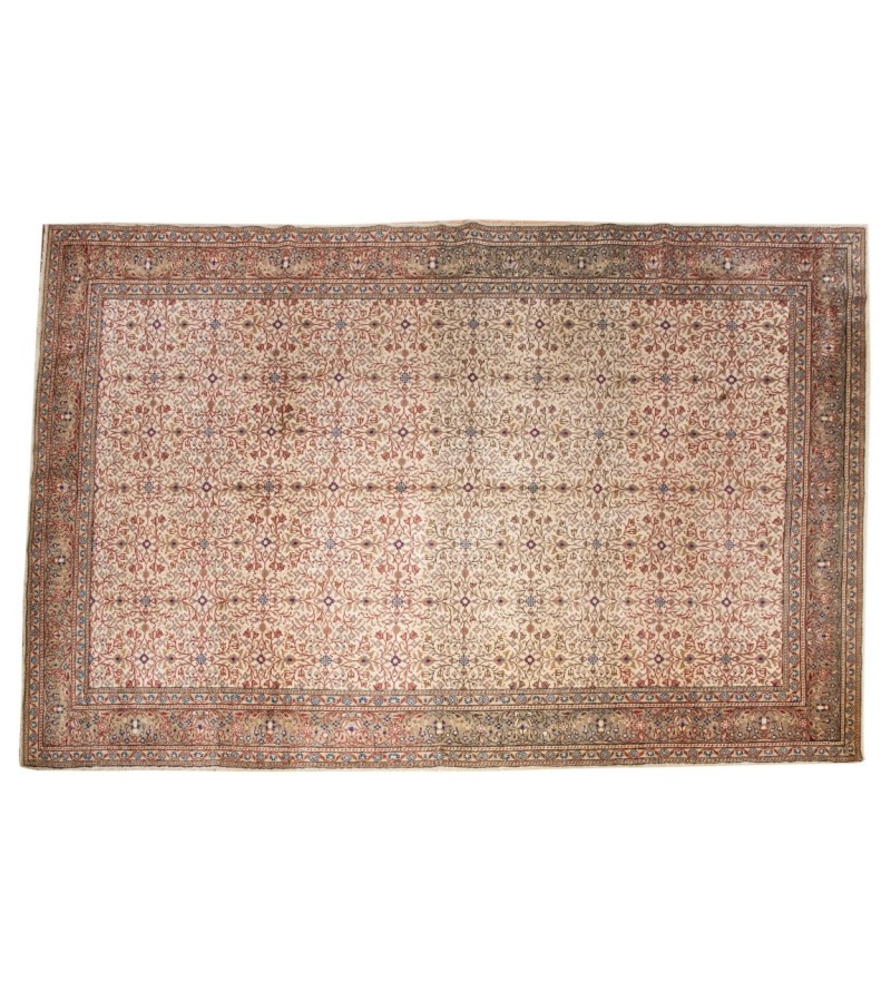 6 X 9 Feet . All over Flower Pattern , Brown in Rainbown Colors Rug , Turkish Hand Knotted Living Room Rug, No Repeair PErfect Condition