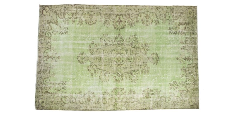 6 X 9 Feet . Green Vintage Rug , Perfect Madallion Pattern Rug , Turkish Hand Knotted Antique Rug , No Repeair Perfect Condition Rug