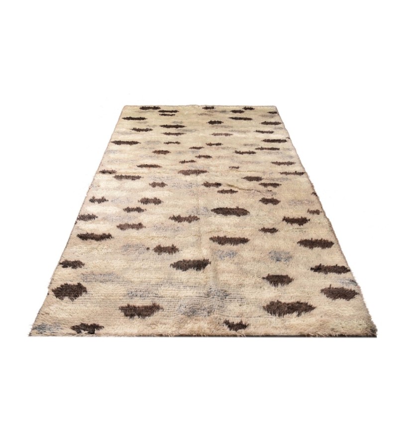 6x9 Feet. Modern Carpet, Turkish Shaggy Tulu rug ,handmade shaggy rug , Oversize Beige in Brown  Colors high Pile Designer rug