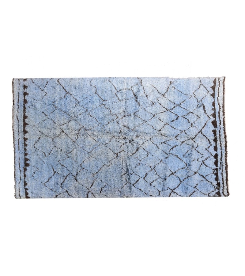 6x9 Feet. Modern Carpet, Turkish Shaggy Tulu rug ,handmade shaggy rug , Oversize Blue  in Beige Colors high Pile Designer rug