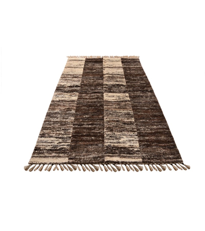 6X8 Feet . Modern Carpet, Turkish Shaggy Tulu rug ,handmade shaggy rug , Oversize Brown in Beige Colors high Pile Designer rug