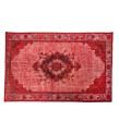 6X8 Feet .  Red Color Carving Pattern Rug , Turkish hand KNotted Rug , Muted Color Vintage Rug , PErfect Condition