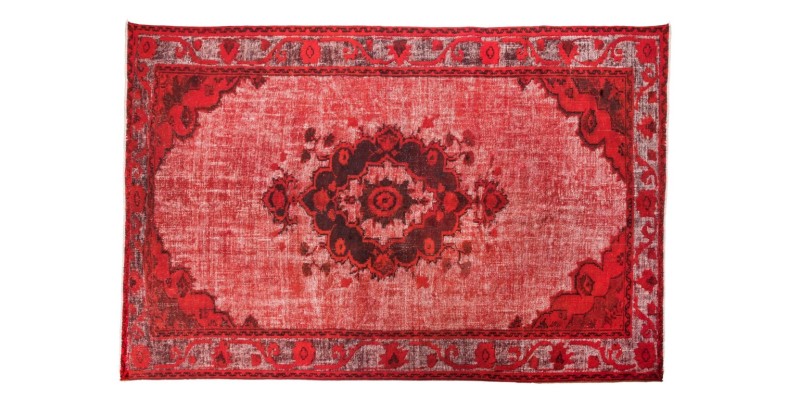 6X8 Feet .  Red Color Carving Pattern Rug , Turkish hand KNotted Rug , Muted Color Vintage Rug , PErfect Condition 
