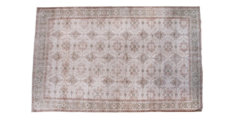 7X10 Feet . Natural Color Rug , All over Flowers Pattern  Turkish Hand Knotted Rug , Beige Antique Rug  , No Repeair Perfect Condition