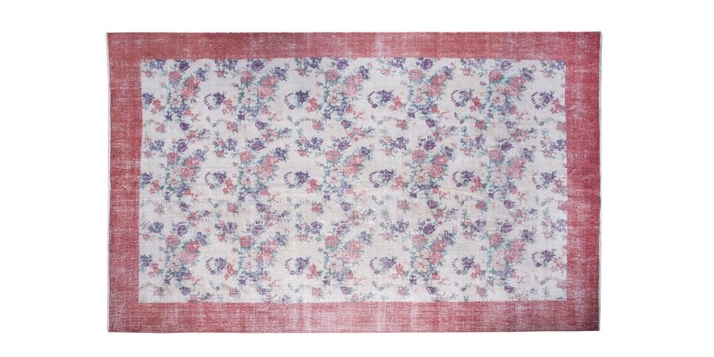 7X10  Feet . All over Flowers Pattern Rug , Multi Color Antique Rug , Turkish Hand Knotted Living Room Rug , No Repeair Perfect Condition Rug 