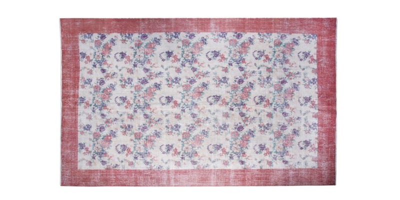 7X10  Feet . All over Flowers Pattern Rug , Multi Color Antique Rug , Turkish Hand Knotted Living Room Rug , No Repeair Perfect Condition Rug