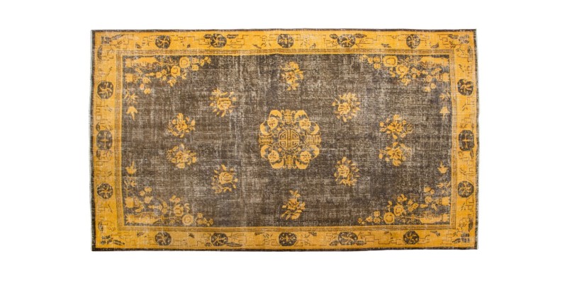 6x10 Feet . Brown  our  Yellow  Color Rug , Hand Knotted , Turkish Area Rug , Muted Living Room Rug , No Repeair perfect Condition 