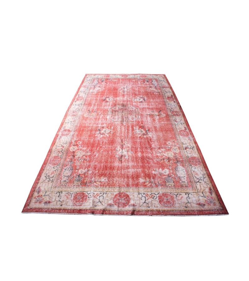 6X9 Feet . Flowers Madallion Pattern Rug , Pink Color Antique Rug , Hand Knotted Living Room Rug , Turkish Area Rug , No Repeair Perfect Condition