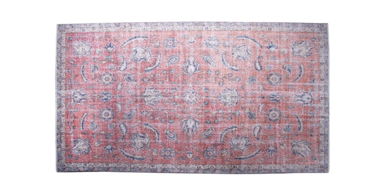 6X9 Feet . Tille brick Color Rug , Flowers Pattern Rug , Turkish Hand Knotted Rug , Muted  Living Room Rug , No Repeair PErfect Condtion