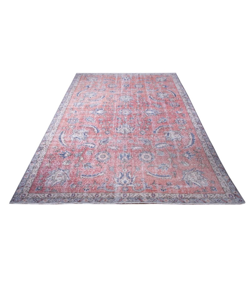 6X9 Feet . Tille brick Color Rug , Flowers Pattern Rug , Turkish Hand Knotted Rug , Muted  Living Room Rug , No Repeair PErfect Condtion