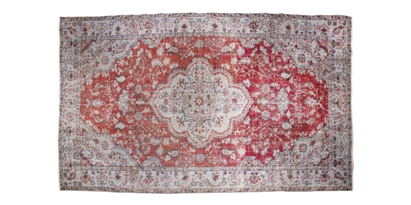 6X10 Feet . Perfect Madallion PAttern Rug , Red in Beige  Color Rug , Antique Dyed Rug , No Repeair Perfect Condition