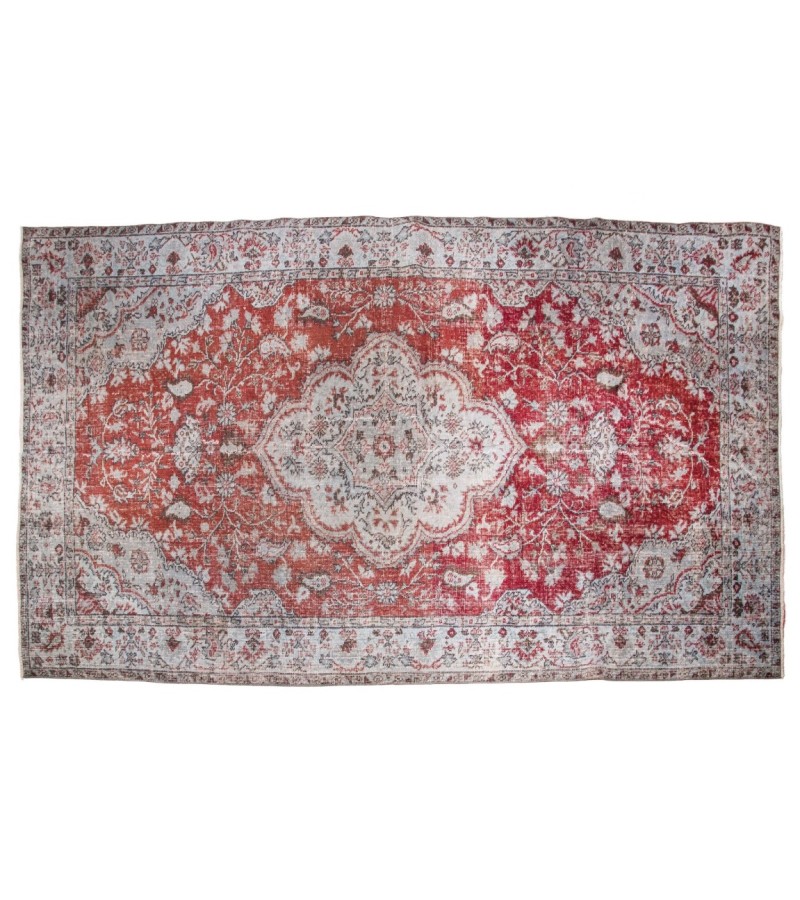 6X10 Feet . Perfect Madallion PAttern Rug , Red in Beige  Color Rug , Antique Dyed Rug , No Repeair Perfect Condition  