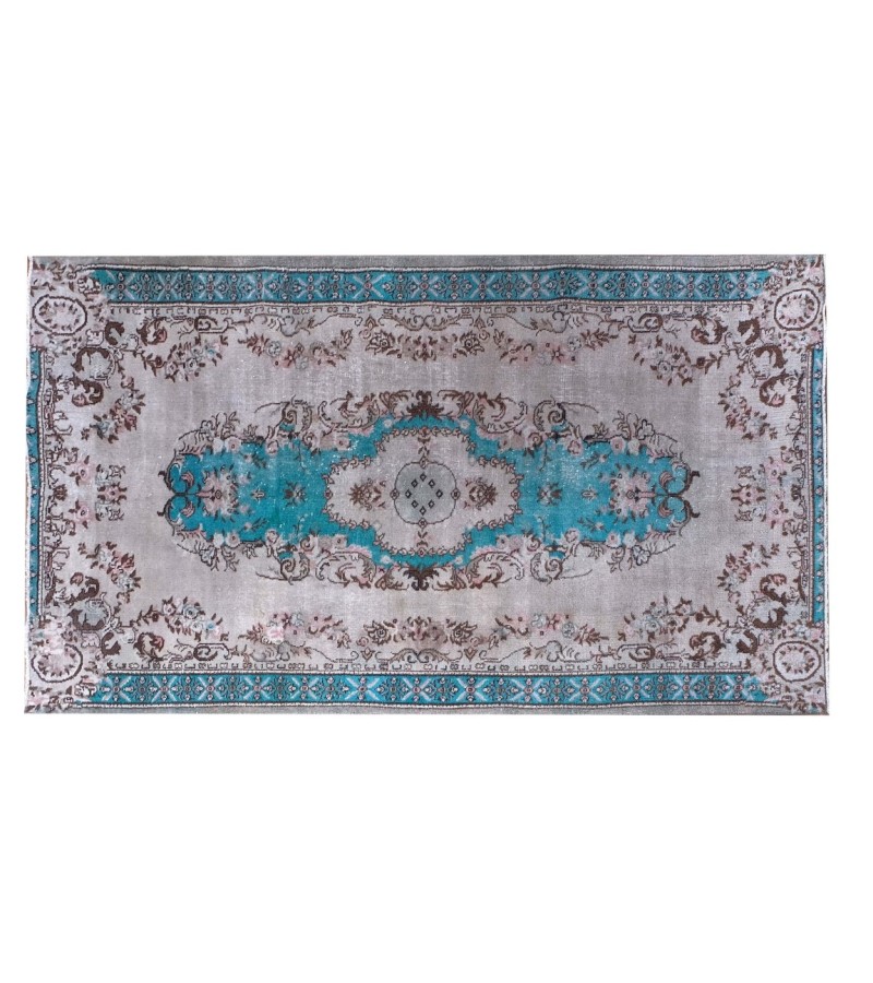 5x8 Feet . Turquoise Blue Color Rug   , Vintage Rug , Turkish Hand KNotted , Antique Luxury  , No Repeair PErfect Condition