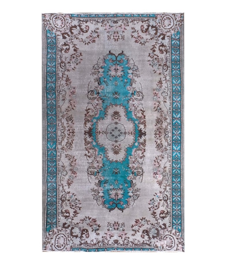 5x8 Feet . Turquoise Blue Color Rug   , Vintage Rug , Turkish Hand KNotted , Antique Luxury  , No Repeair PErfect Condition