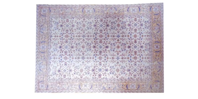 6.10 X 10.4  Feet .  210x315 cm Turkish Hand KNotted Antique Rug,  Beige Color Blue Detail Rug ,  No Repeair Perfect Condition