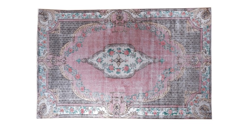 6.5 X 10.9 Ft.. 195x330 cm Multi Color Rug , Flowers Madallion Pattern Rug , Hand Knotted Antique Rug , Decoration Rug , Turkish Area Rug 