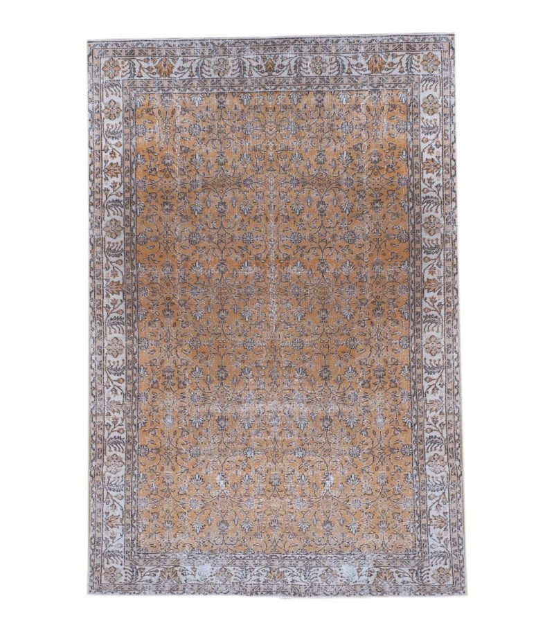 6.8 X 10 Ft.. 204x305 cm Antique Living Room Rug , Turkish Hand Knotted Rug ,Brick Colors Rug ,  No Repeair Perfect Condition 