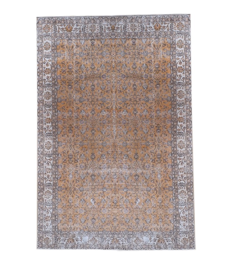 6.8 X 10 Ft.. 204x305 cm Antique Living Room Rug , Turkish Hand Knotted Rug ,Brick Colors Rug ,  No Repeair Perfect Condition