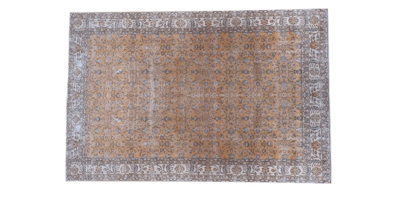 6.8 X 10 Ft.. 204x305 cm Antique Living Room Rug , Turkish Hand Knotted Rug ,Brick Colors Rug ,  No Repeair Perfect Condition