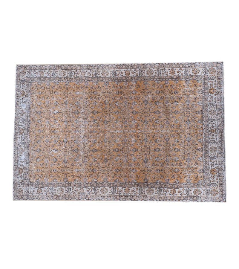6.8 X 10 Ft.. 204x305 cm Antique Living Room Rug , Turkish Hand Knotted Rug ,Brick Colors Rug ,  No Repeair Perfect Condition