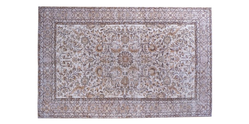 5.8X9.2 Feet . 173x280 Cm  , Turkish Hand Knotted Floral  Pattern Rug , Beige Color Rug , Luxury Antique Rug
