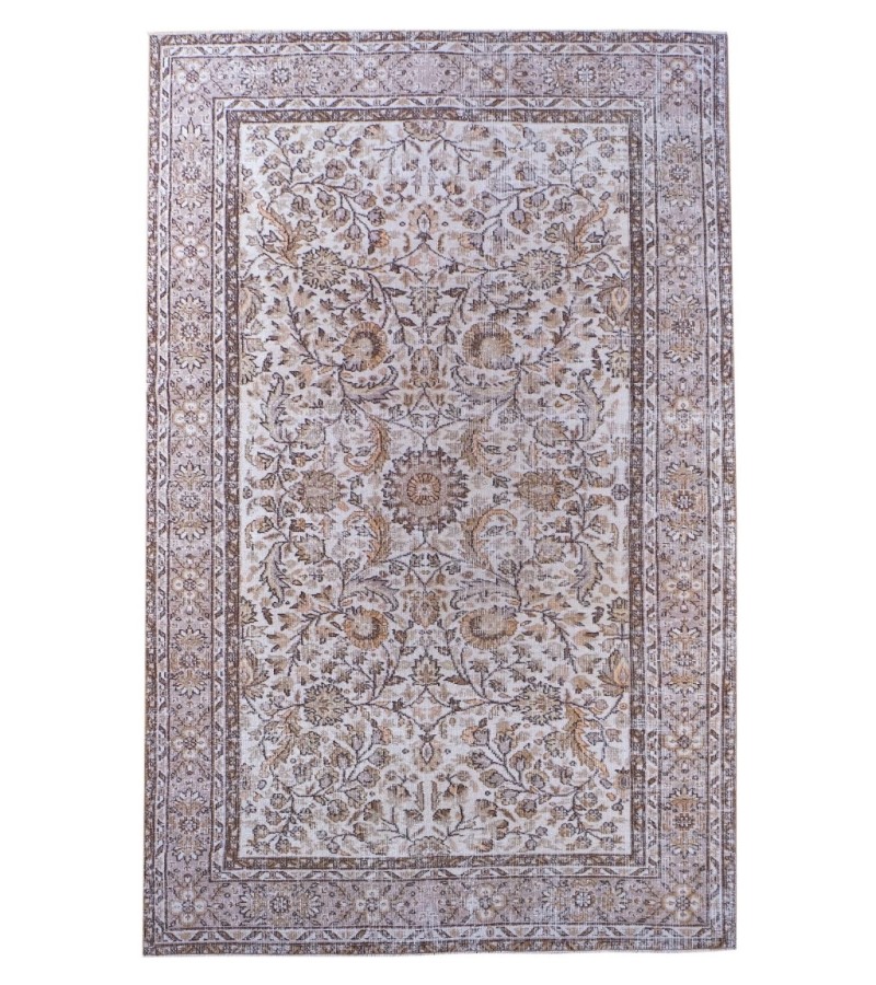 5.8X9.2 Feet . 173x280 Cm  , Turkish Hand Knotted Floral  Pattern Rug , Beige Color Rug , Luxury Antique Rug 