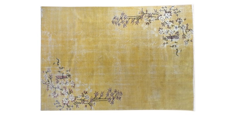 5X8 Feet  .  Yellow  Color Vintage Rug , Hand Knotted Rug , Luxury Living Room Rug , No Repeair Perfect Condtion  , Antique Faded Rug