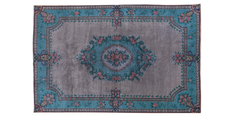 6x9 Gray in Blue  Color Rug , Hand KNotted Turkish Rug , Living Room Antique Rug , Anatolian Rug , No Repeair Perfect Condition 