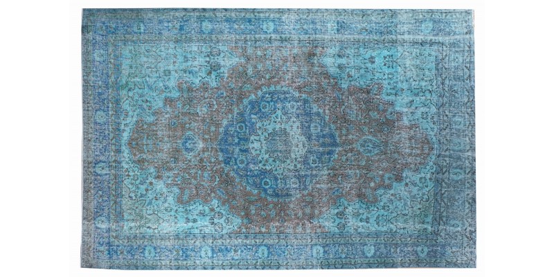 6.9  X 9.10  Ft.. 205x300 Cm..  Oversize Blue Living Room Vintage Rug , Turkish Hand KNotted Antique Rug