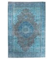 6.9  X 9.10  Ft.. 205x300 Cm..  Oversize Blue Living Room Vintage Rug , Turkish Hand KNotted Antique Rug 