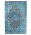 6.9  X 9.10  Ft.. 205x300 Cm..  Oversize Blue Living Room Vintage Rug , Turkish Hand KNotted Antique Rug